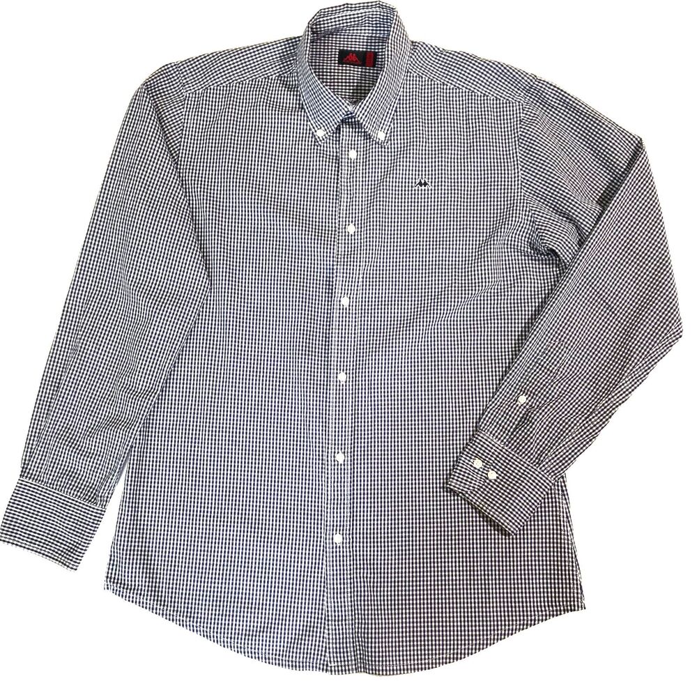 Robe Di Kappa Mens Casual Shirt Size XL Long Sleeve Blue Cotton Plaid Stripe